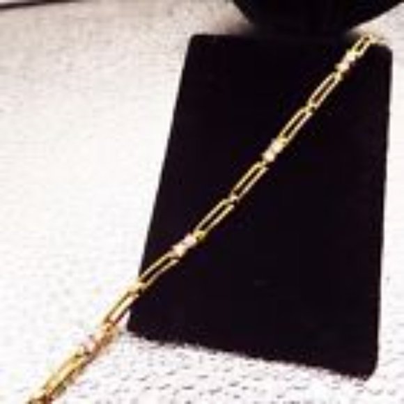 ESTATE GOLD CLAD STERLING SILVER WITH CRYSTALS BRACELET 12 - Picture 2 of 3